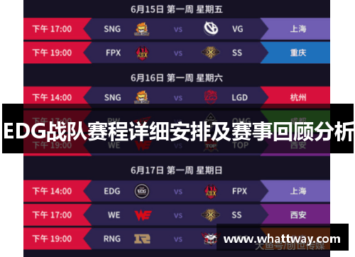 EDG战队赛程详细安排及赛事回顾分析